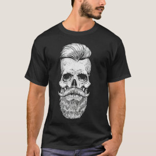Funny Vintage Hipster Bearded Skull T-Shirt