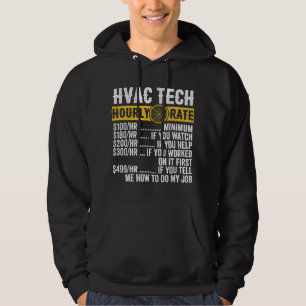 Funny Vintage HVAC Technician Apparel Hourly Rate Hoodie