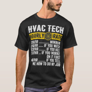 Funny Vintage HVAC Technician Apparel Hourly Rate T-Shirt