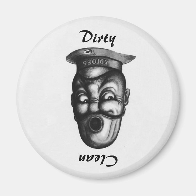 Funny Vintage Illustration Dirty/ Clean Dishwasher Magnet (Front)