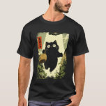Funny Vintage Japanese Black Cat UFO Alien Meme Ab T-Shirt<br><div class="desc">Funny Vintage Japanese Black Cat UFO Alien Meme Abduction</div>