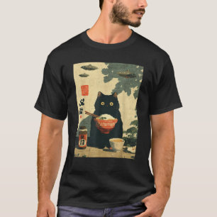 Funny Vintage Japanese Cat UFO Alien Men Women T-Shirt