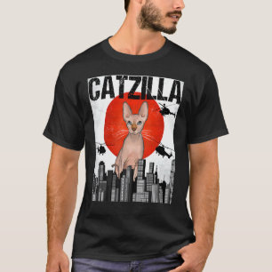 Funny Vintage Japanese Catzilla Sphynx Cat T-Shirt