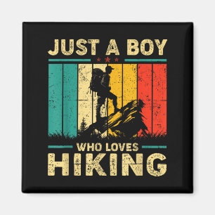 Funny Vintage Just A Boy Who Loves Hiking  Magnet