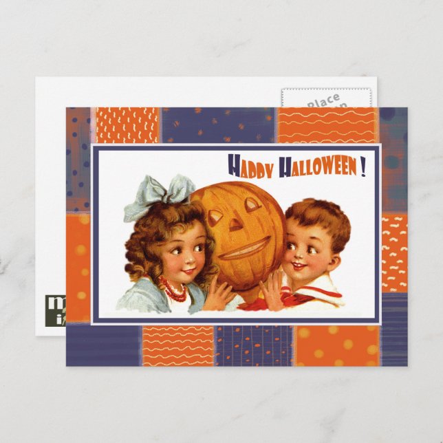 Funny Vintage Kids Halloween Postcards (Front/Back)