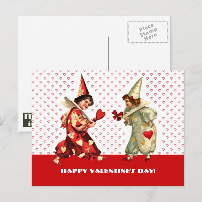 Funny Vintage Kids Valentine's Day Postcards (Front/Back)