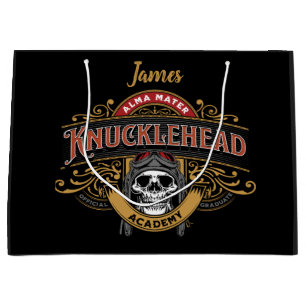 Funny Vintage Knucklehead Academy Skull   Large Gift Bag