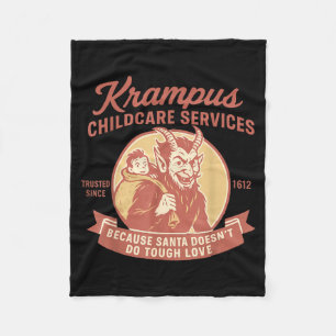 Funny Vintage Krampus Child Transrt Services Merry Fleece Blanket