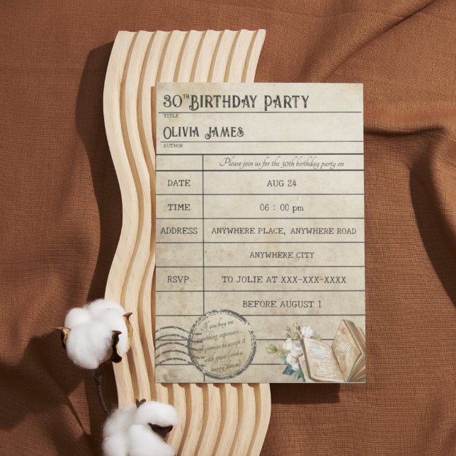 Funny vintage library card books any age birthday (Creator Uploaded)