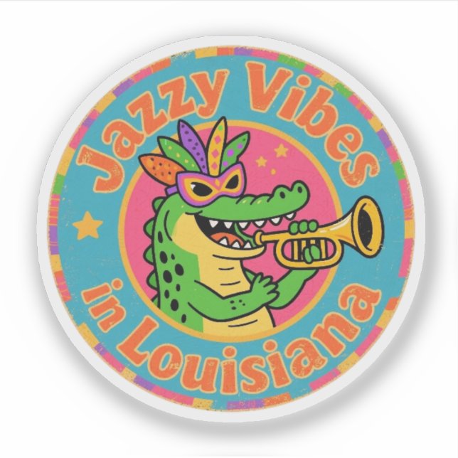 Funny Vintage Louisiana Alligator Mardi Gras Jazz (Front)