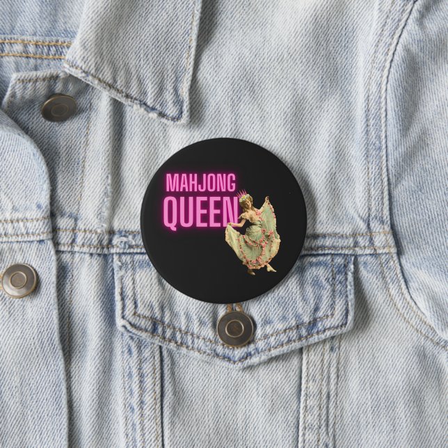 Funny Vintage Mahjong Queen   3 Inch Round Button (In Situ)