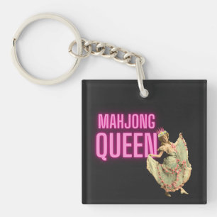 Funny Vintage Mahjong Queen  Keychain