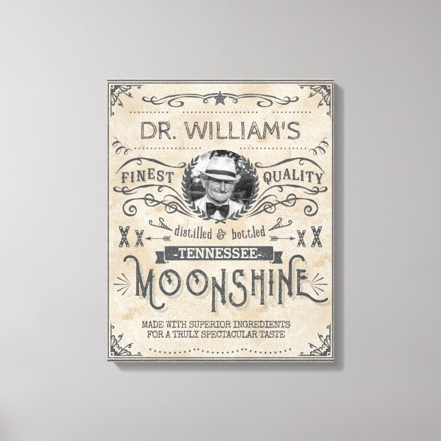 Funny Vintage Moonshine Hillbilly Medicine Custom Canvas Print (Front)