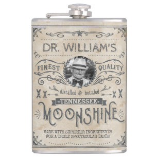 Funny Vintage Moonshine Hillbilly Medicine Custom Hip Flask