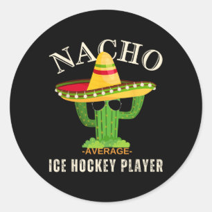 Funny Vintage Nacho Average Ice Hockey Player Crew Classic Round Sticker