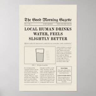 Funny Vintage Newspaper Hydration Poster