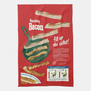 Funny Vintage NOURISHING BACON Advertisement  Kitchen Towel