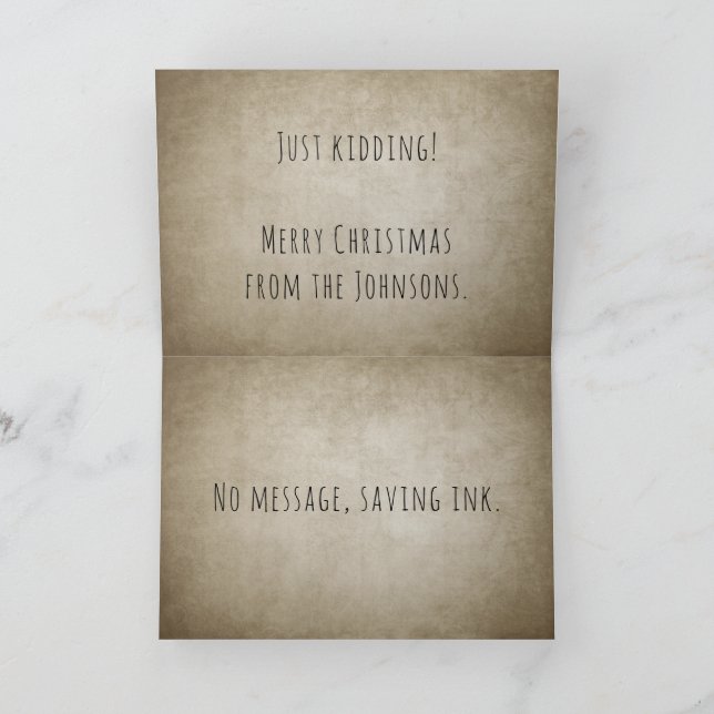 Funny Vintage Paper Bag Generic Christmas Card (Inside)