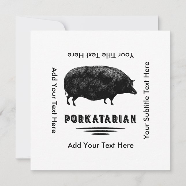 Funny Vintage Pig Bacon Lover Humour Invitation (Front)