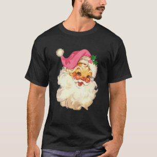 Funny Vintage Pink Santa Claus Pink Christmas Desi T-Shirt