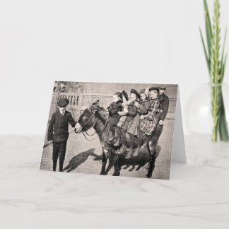 Funny Vintage Portrait Children Donkey Balancing Card