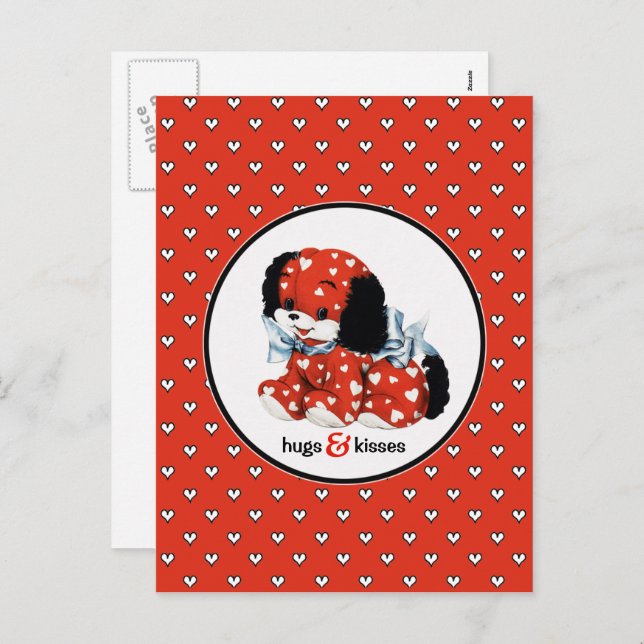 Funny Vintage Puppy Valentine's Day Holiday Postcard (Front/Back)