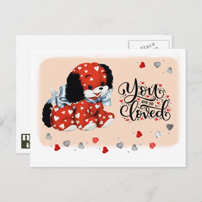 Funny Vintage Puppy Valentine's Day Postcards (Front/Back)
