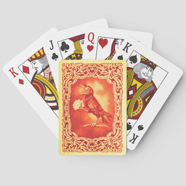 Funny Vintage Red Crow Playing Cards (Back)