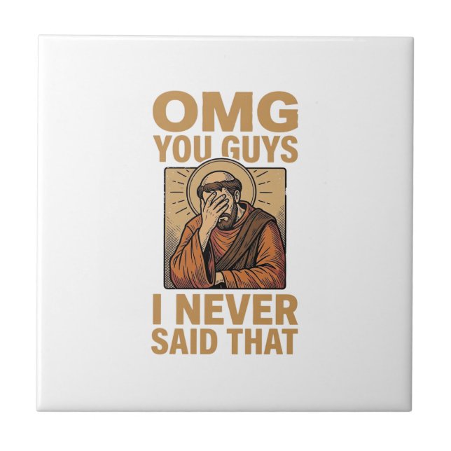 Funny Vintage Religious Facepalm Quote Shirt Desig Tile (Front)