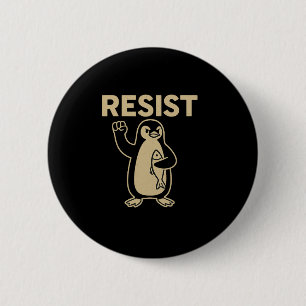 Funny Vintage Resist Penguin Activism Graphic Desi 2 Inch Round Button