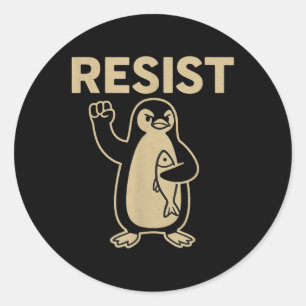 Funny Vintage Resist Penguin Activism Graphic Desi Classic Round Sticker