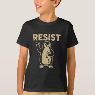 Funny Vintage Resist Penguin Activism Graphic Desi T-Shirt