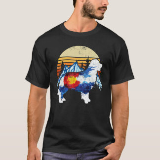 Funny Vintage Retriever Dog Colorado Flag Sunset R T-Shirt