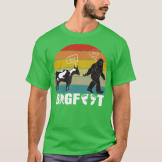 Funny Vintage Retro Bigfoot with Cow T-Shirt