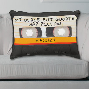 Funny Vintage Retro Oldie But Goodie Cassette Tape Accent Pillow