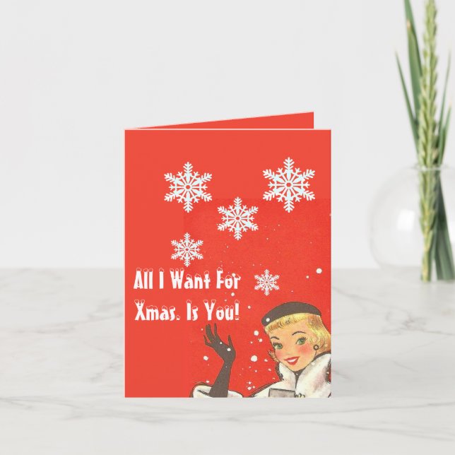 Funny vintage retro Xmas. Invitation (Front)