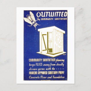 Funny Vintage "Sanitary Privy" Outhouse Postcard