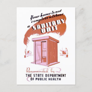 Funny Vintage "Sanitary Unit" Postcard