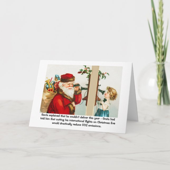 Funny Vintage Santa Eco Friendly Christmas Holiday Card (Front)
