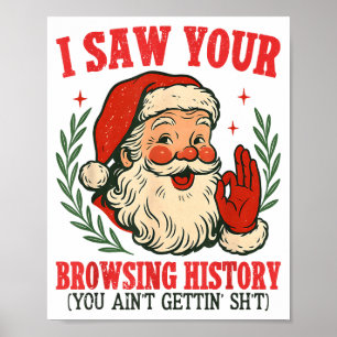 Funny Vintage Santa I Saw Your Browsing History Ch Poster