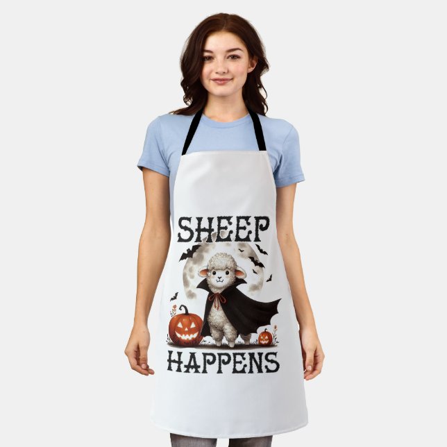 Funny Vintage Sheep Happens Halloween Apron (Worn)