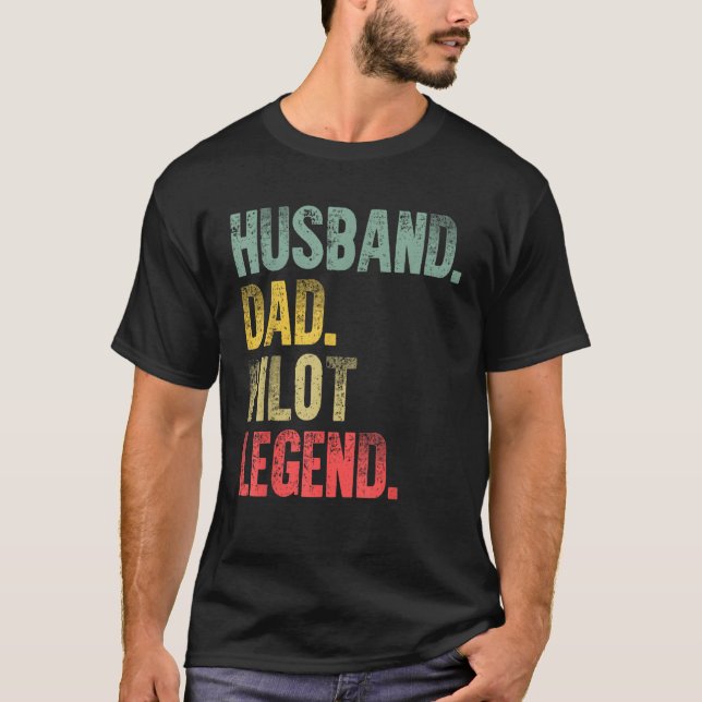 Funny Vintage Shirt Husband Dad Pilot Legend Retro (Front)