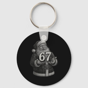 Funny Vintage Six Seven 6 7 Meme Santa Christmas 6 Keychain