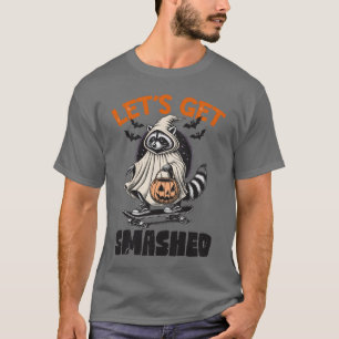 Funny Vintage Skateboarding Raccoon Halloween T-Shirt