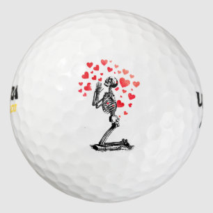 Funny Vintage Skeleton Love Hearts Golf Balls
