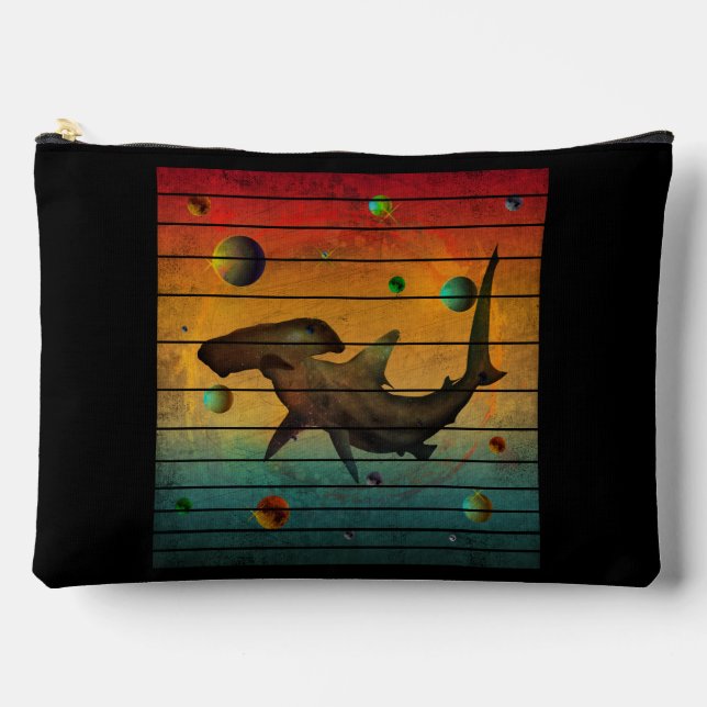 Funny Vintage Space Shark Accessory Pouch (Front)