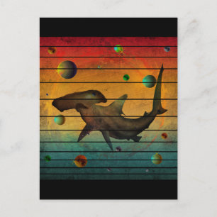 Funny Vintage Space Shark Postcard