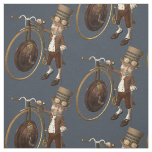 Funny Vintage Steampunk Penny Farthing Fabric