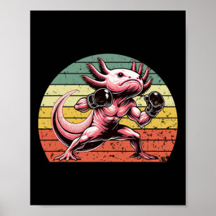 Funny Vintage Style Boxing Axolotl Boxer Great Box Poster