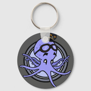 FUNNY VINTAGE STYLE OCTOPUS PILOT ROUND KEY CHAIN